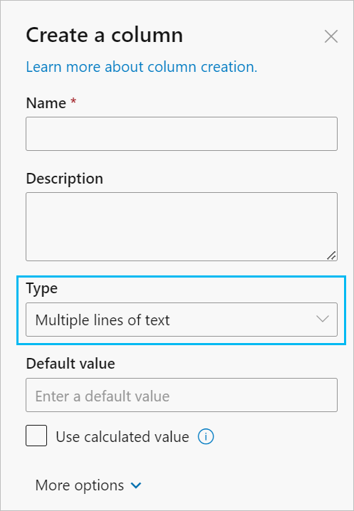 Create a column pane in Microsoft SharePoint