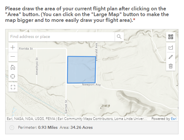 Drawing a polygon for a drone mission request in Survey123