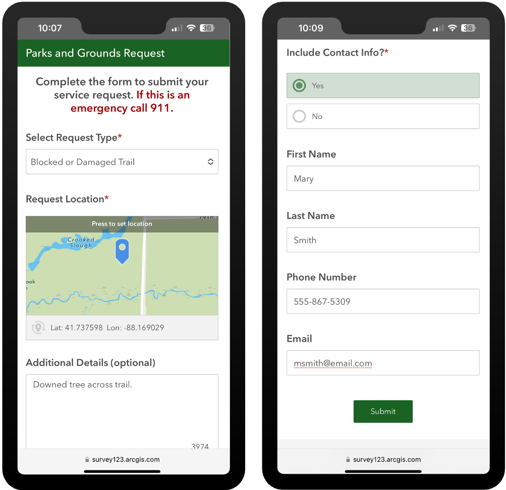 Parks and Grounds Request form.