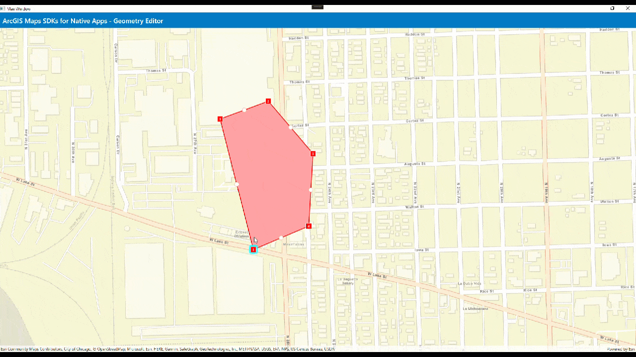 Demonstrates interactively editing geometries while customizing tool handles without interrupting the GeometryEditor’s edit session.