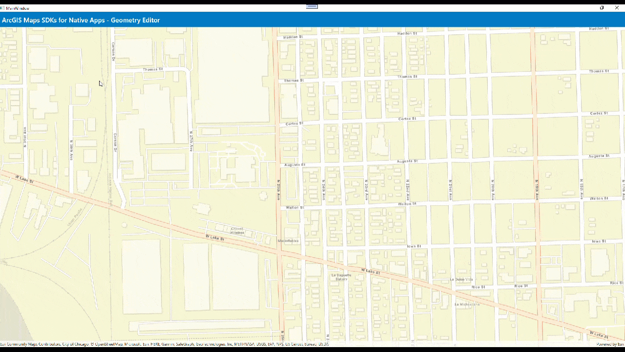 Demonstrates drawing and editing a multipart polygon with the GeometryEditor.