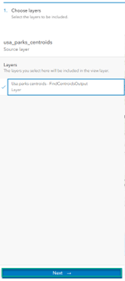 Step one of the view layer filtering with the Next button selected