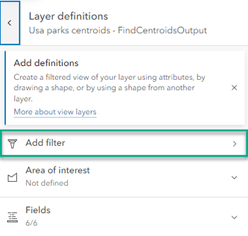 The Add filter button selected
