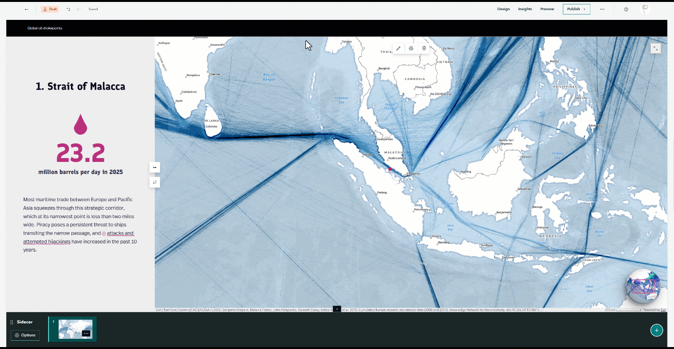An animation that shows the basic map choreography configuration workflow in ArcGIS StoryMaps