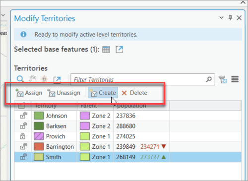 Management commands on the Modify Pane.