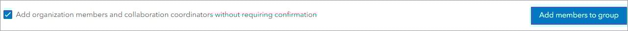 Add organization members and collaboration coordinators without requiring confirmation check box selected