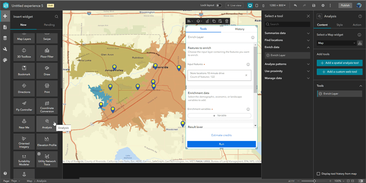 Experience Builder analysis widget