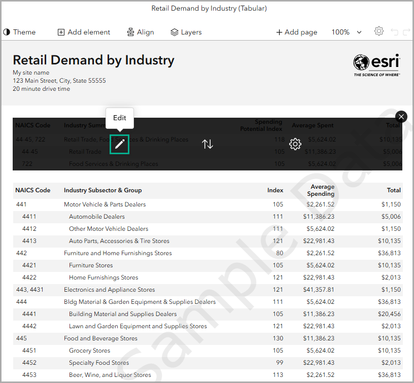 Open the editor window for a table.