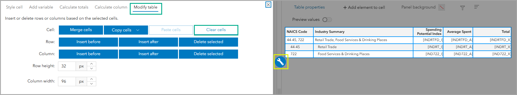 Clear the contents in your table template.