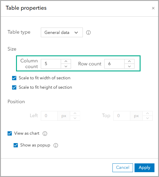 Modify the size of the tabular infographic table.