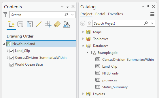 Contents and Catalog panes