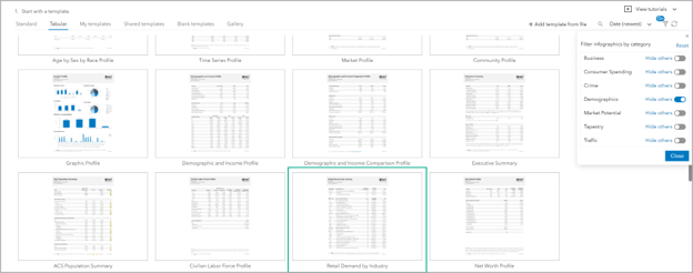 Search tabular templates