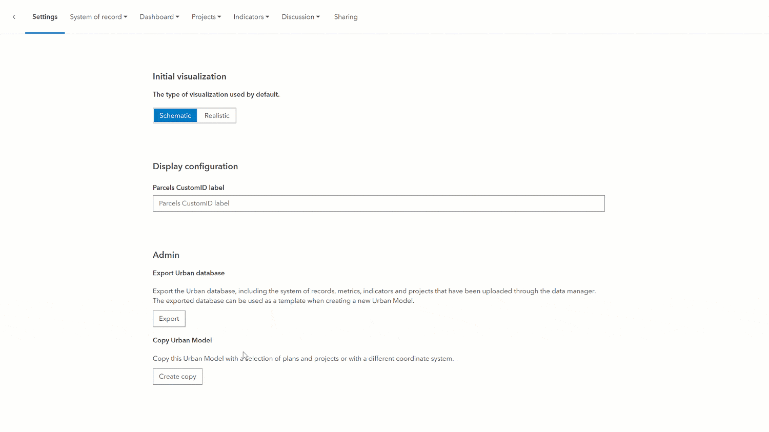 Copying an existing urban model with a selection of plans and projects.