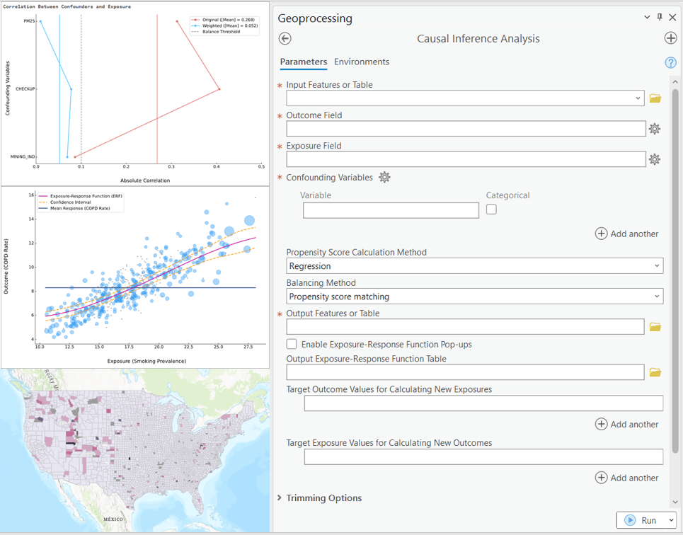 screengrabs of the causal inference analysis tool