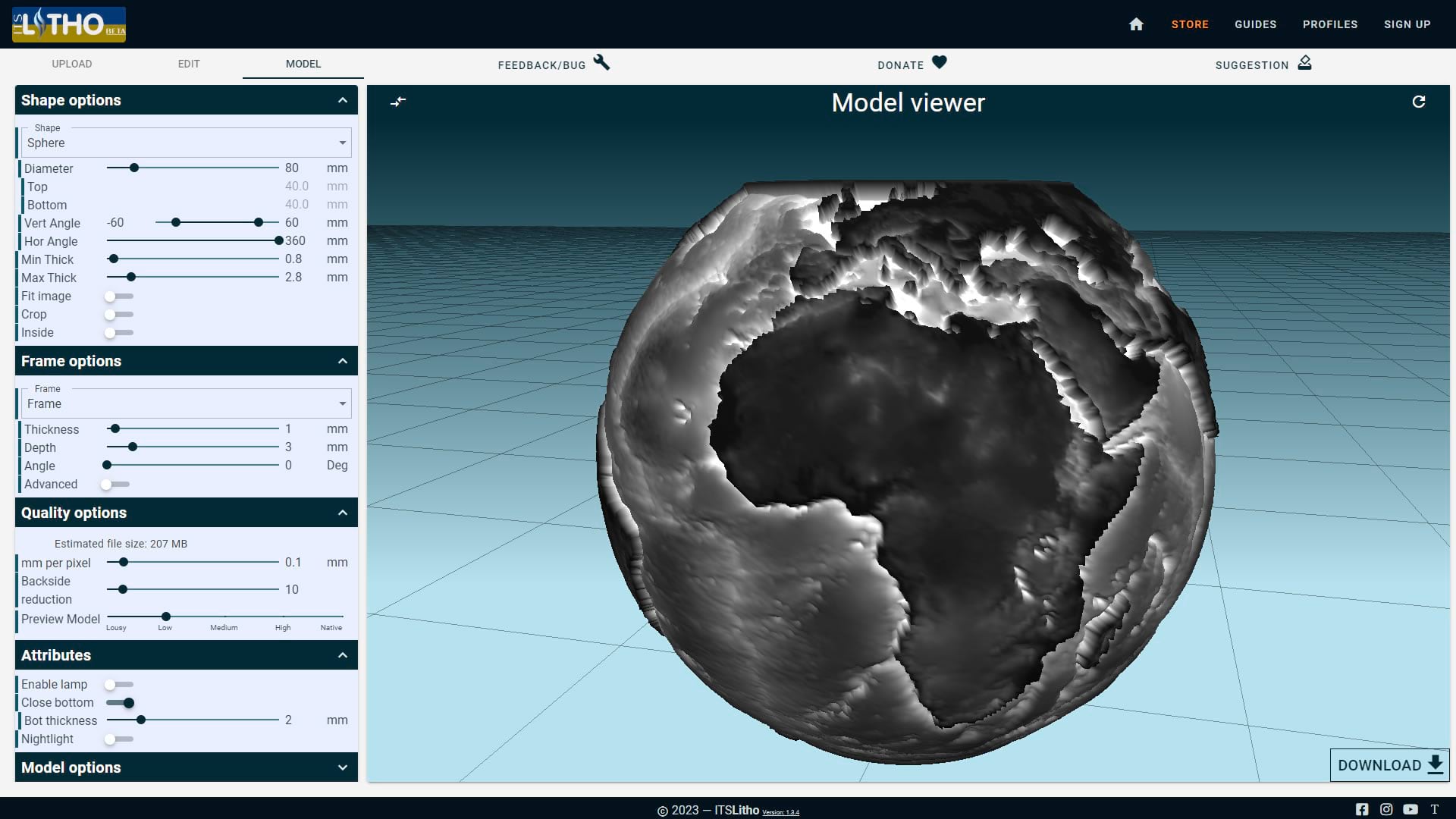 an online lithophane globe maker. there are many like it.