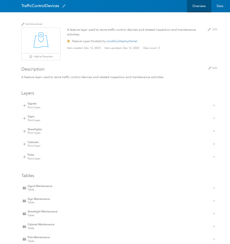 TrafficControlDevices feature service