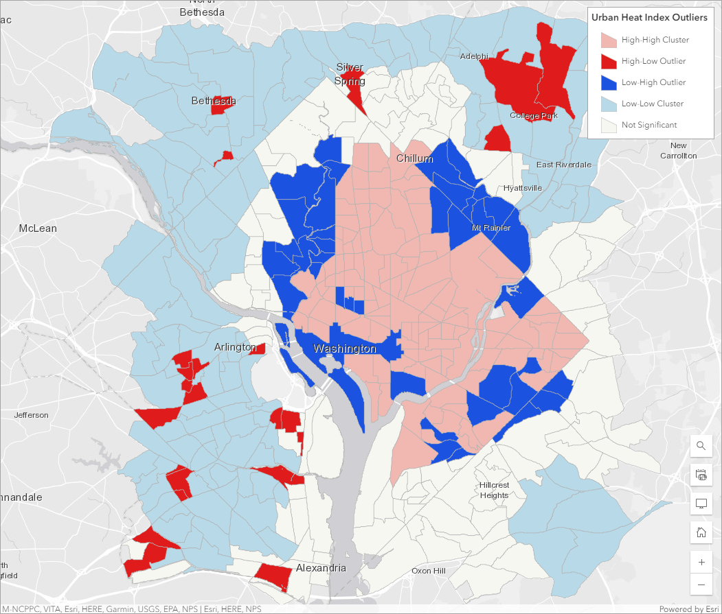 Map showing results of Find Outliers