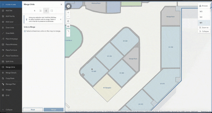 Animation of a floor plan showing how to split a room unit into multiple units