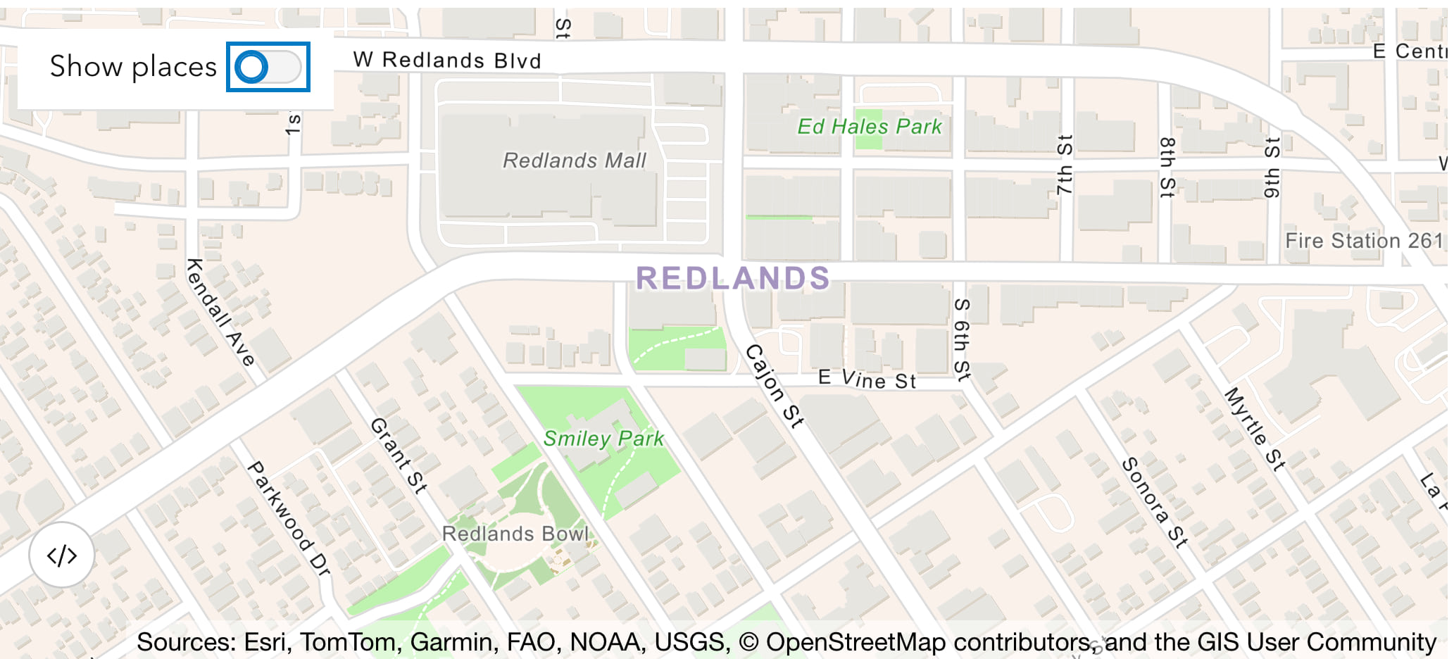 A basemap with street names