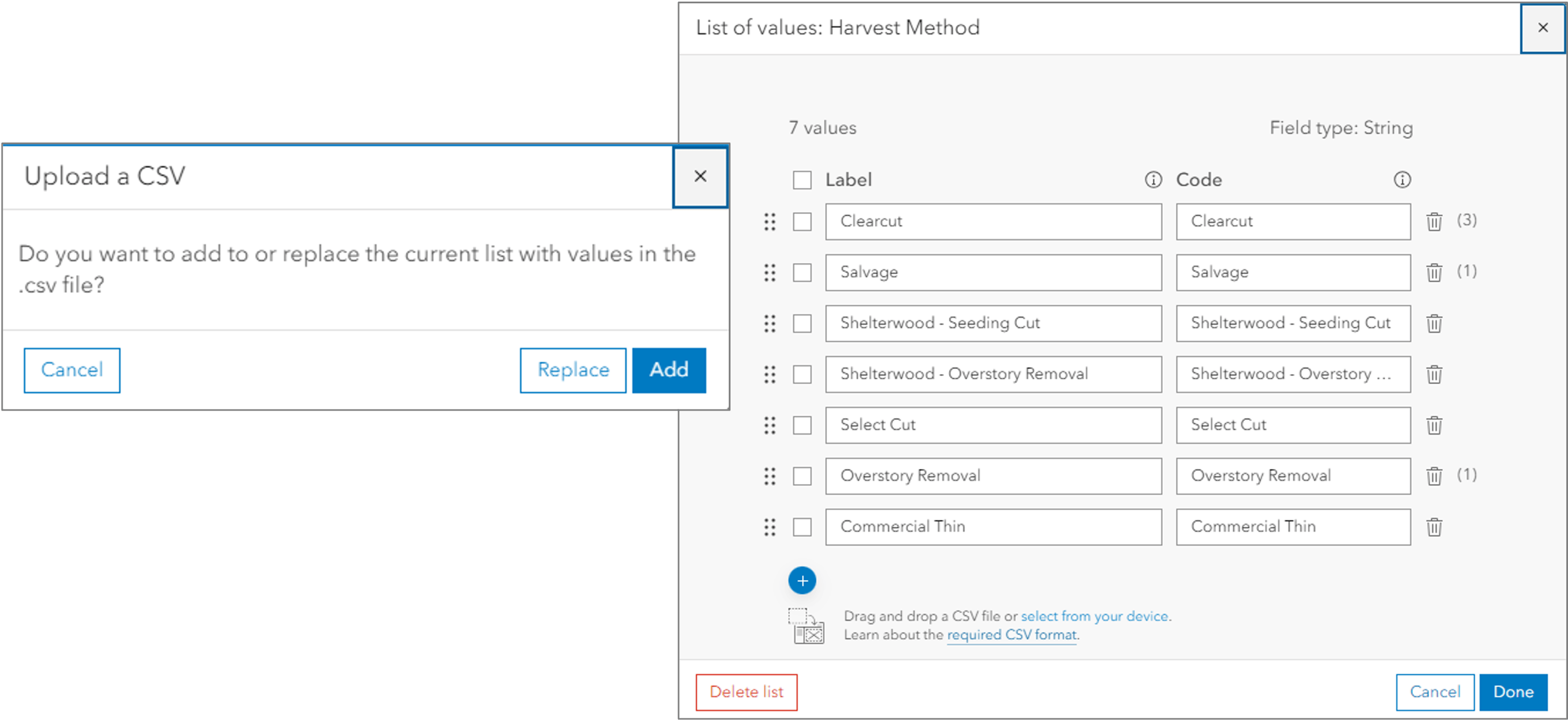 Add or replace the list items using a CSV file.