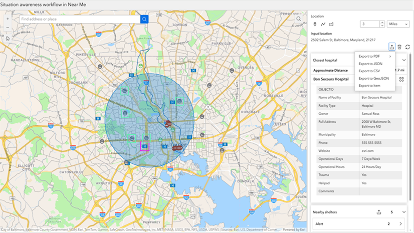 EXport options in Near Me