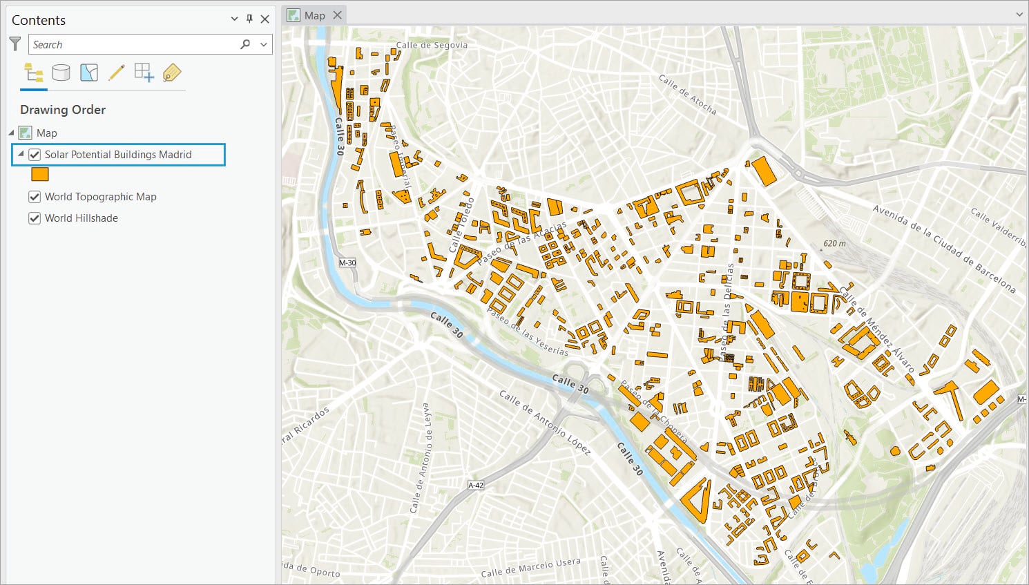The Solar Potential Buildings Madrid query layer