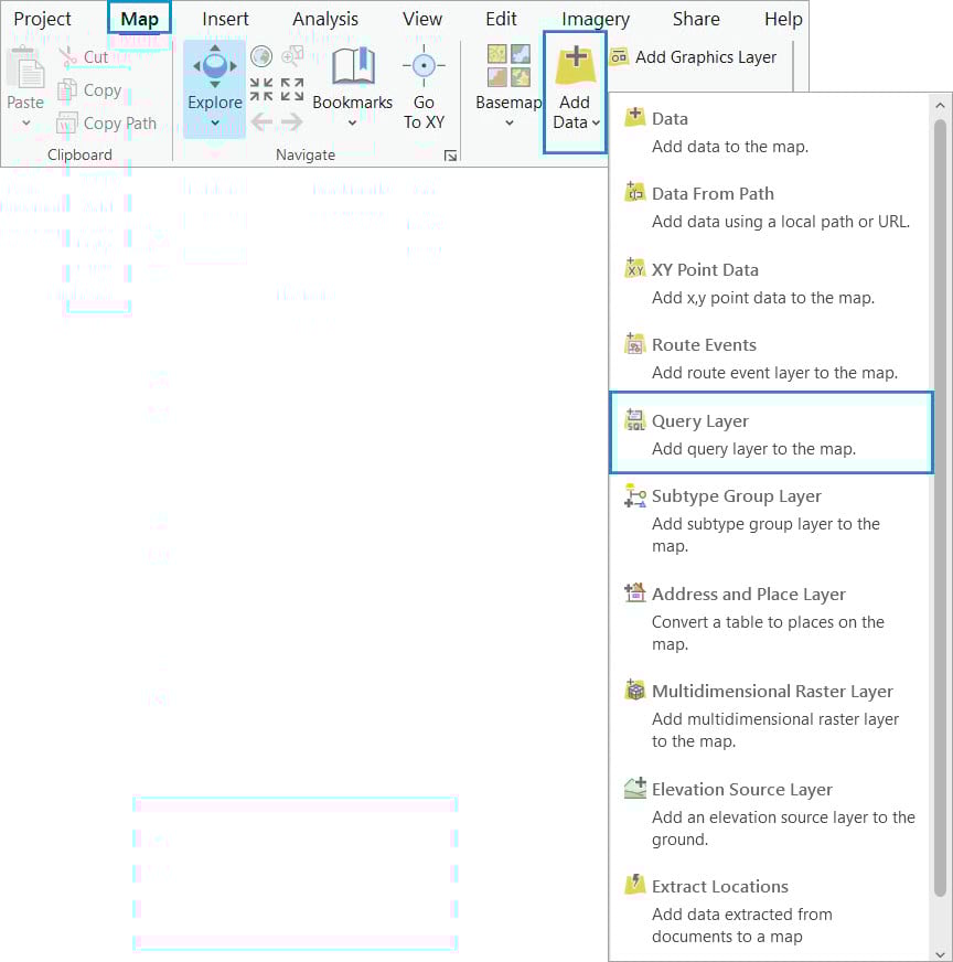 Add Query Layer option on the ribbon