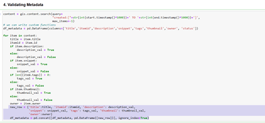 Manushi implements custom code to check if items created in the past ten days have required metadata.