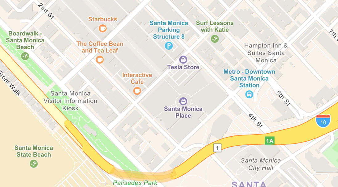 A map with multiple locations and icons