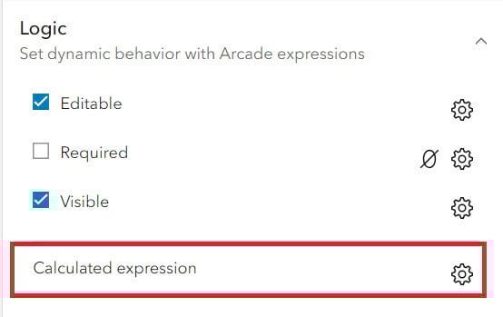 Logic section of Properties pane with calculated expression highlighted