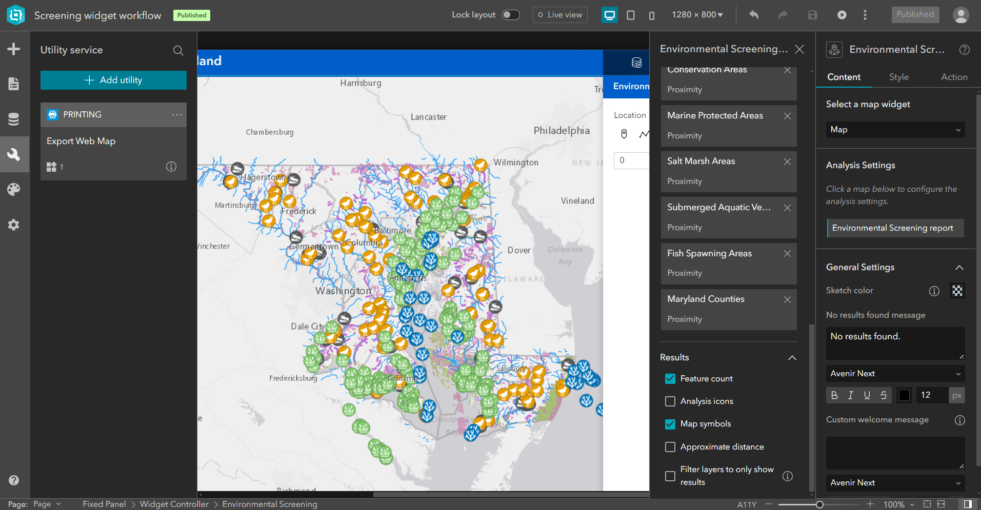Results settings configuration