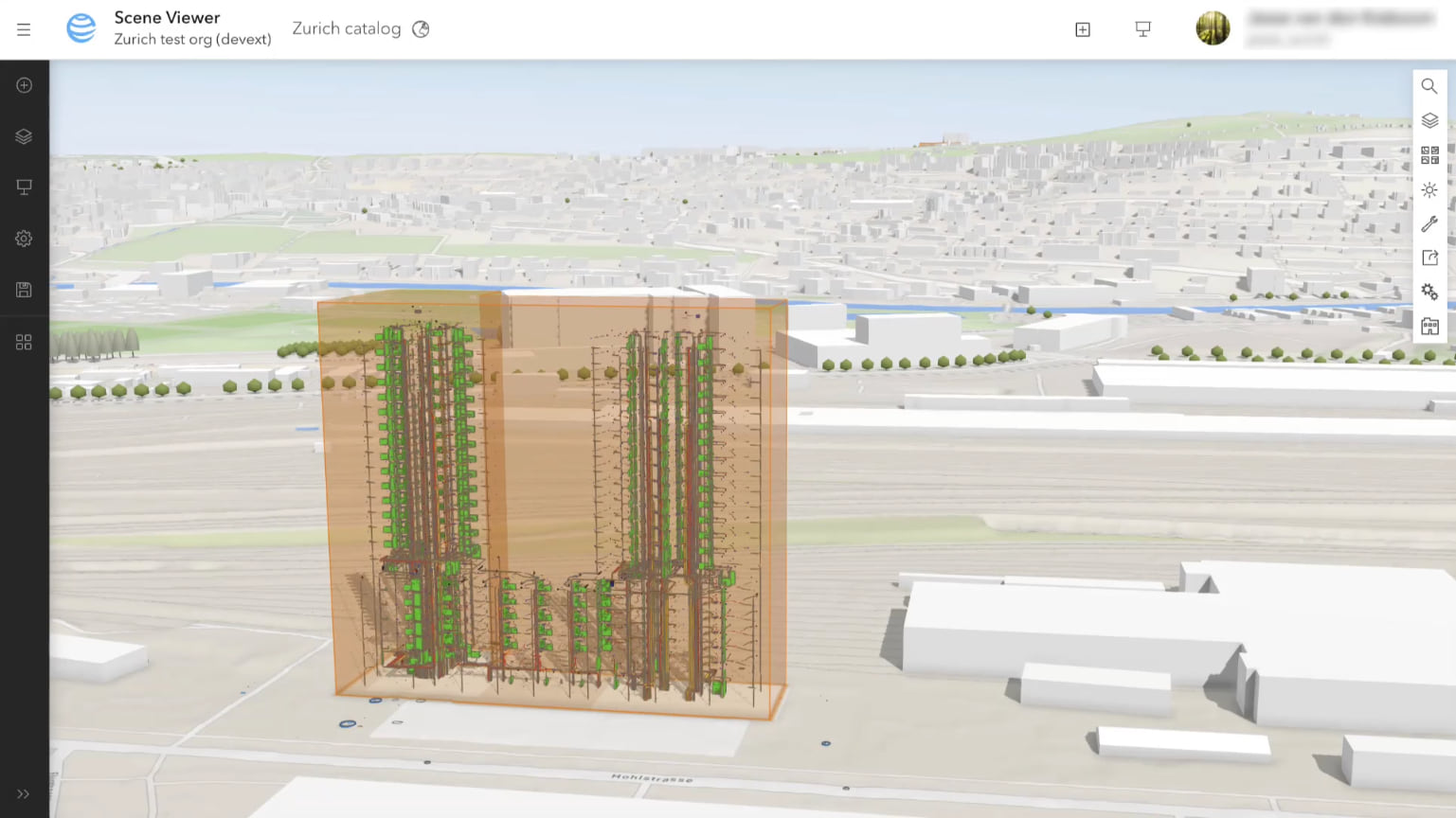 Bounding boxes around layers inside the catalog layer in Scene Viewer