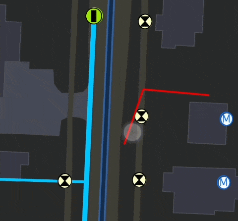 Animated image showing how to create a lateral line in a water distribution network using feature snapping.