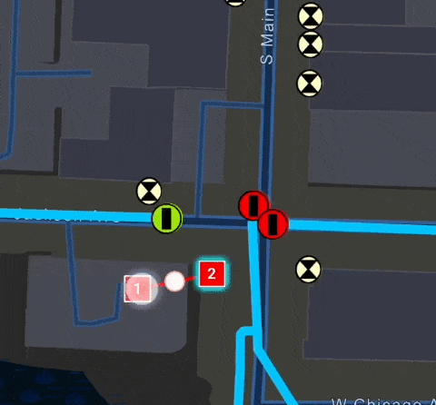 Animated image showing how to connect a main line in a water distribution network using feature snapping.
