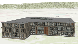 3D model of a building on a map