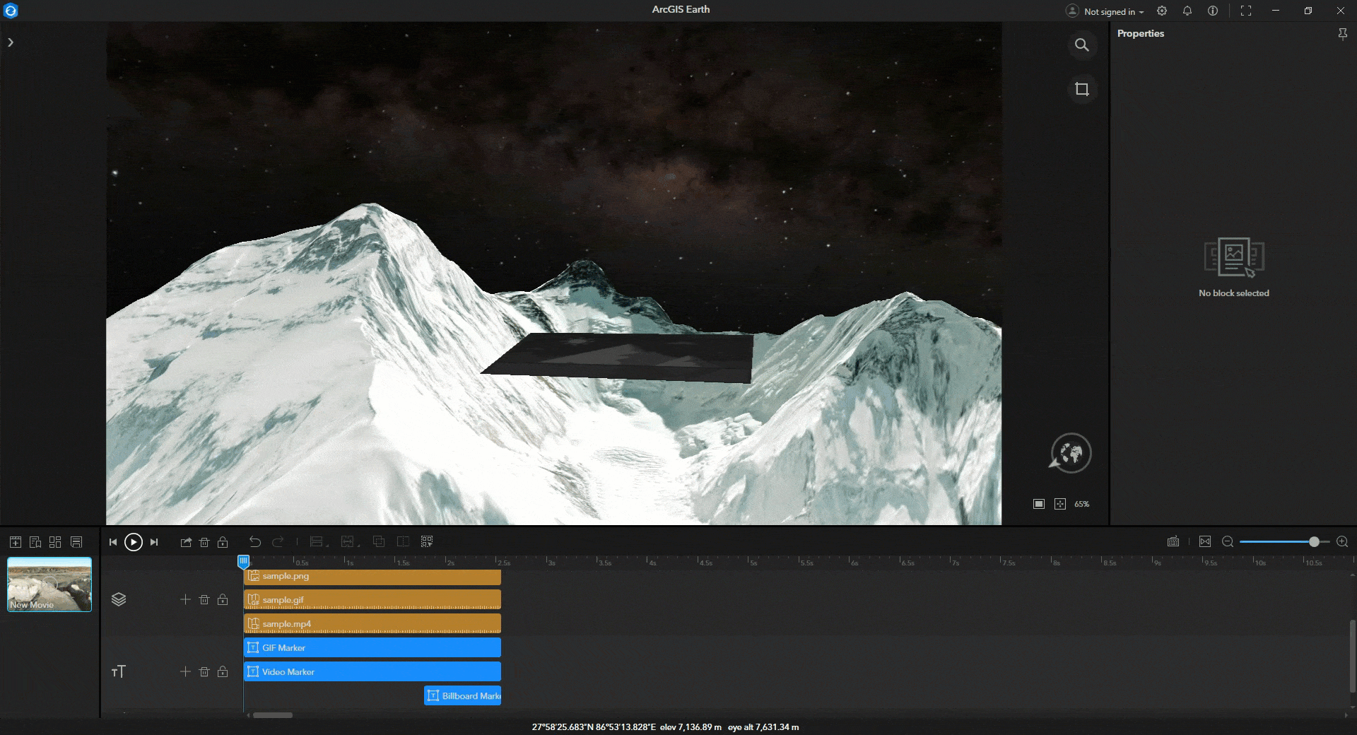 GIF highlighting new ArcGIS Earth Movie dynamic markers.