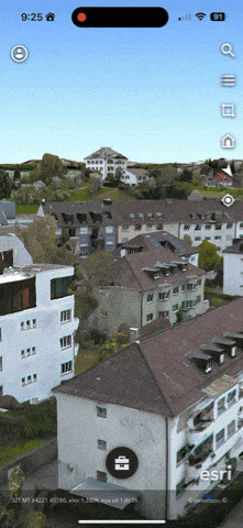 GIF demonstrating the use of Web Scene slides in ArcGIS Earth for mobile.
