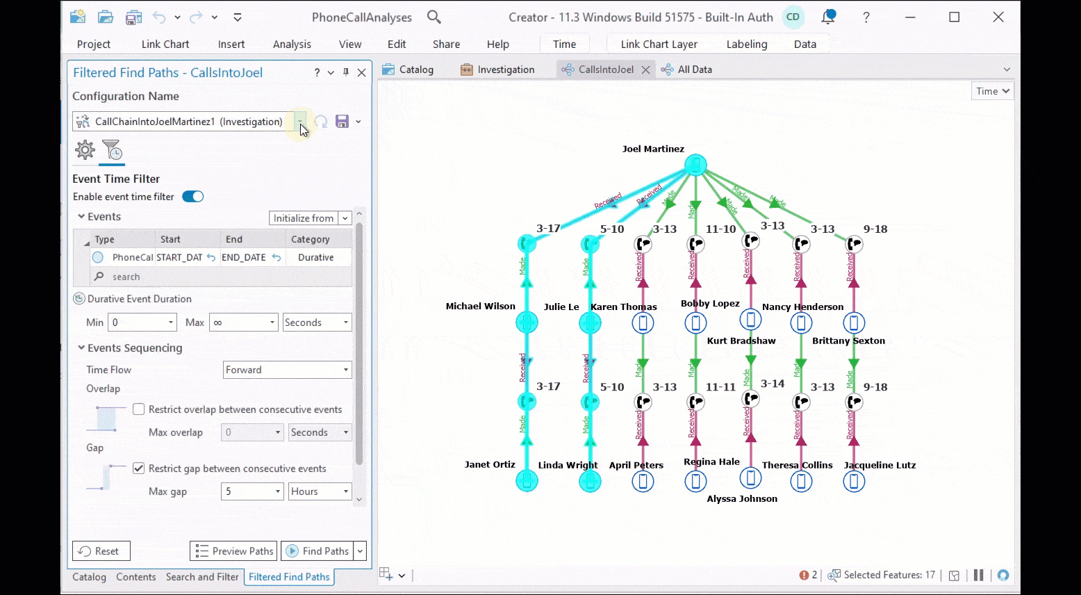 Filtered Find Path with Time Events