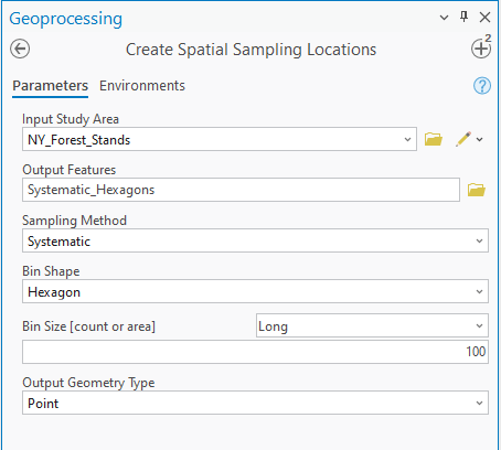 Systematic sampling tool parameters