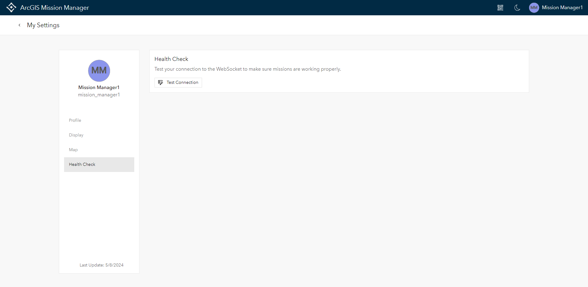 User Settings- Health Check