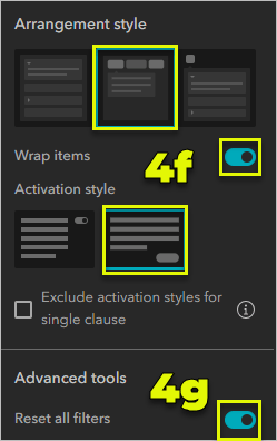 Filter widget settings