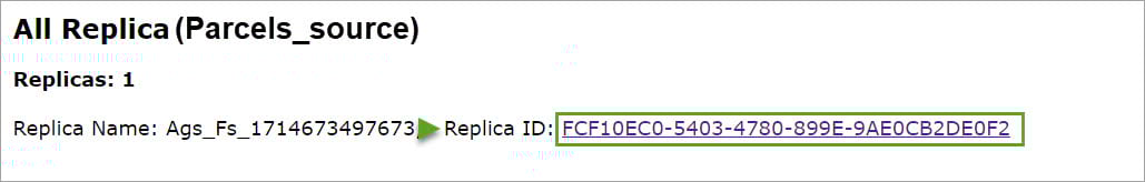 Replica ID generated after the Create Replica operation on the source feature service