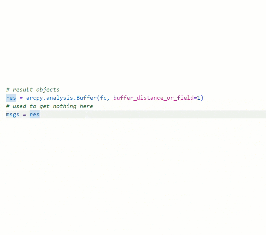 Result objects now display properties and methods with typehints.