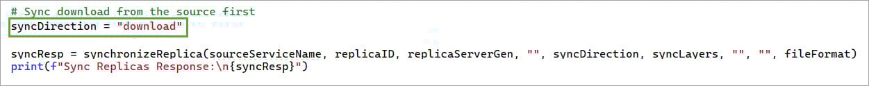 Synchronize Replica operation on the source replica