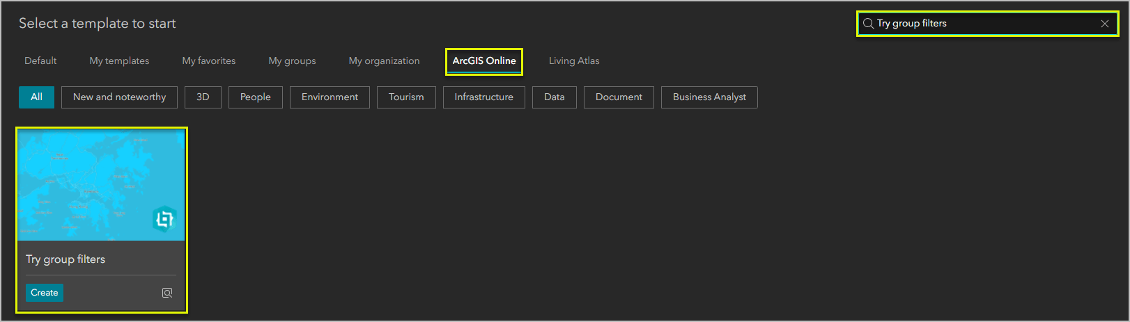 The template gallery