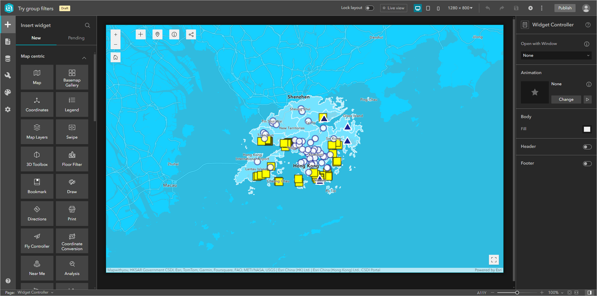 The template open in the builder