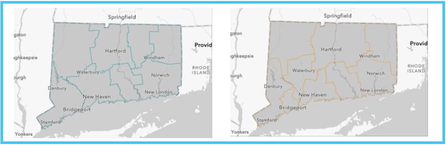 New and old Connecticut counties