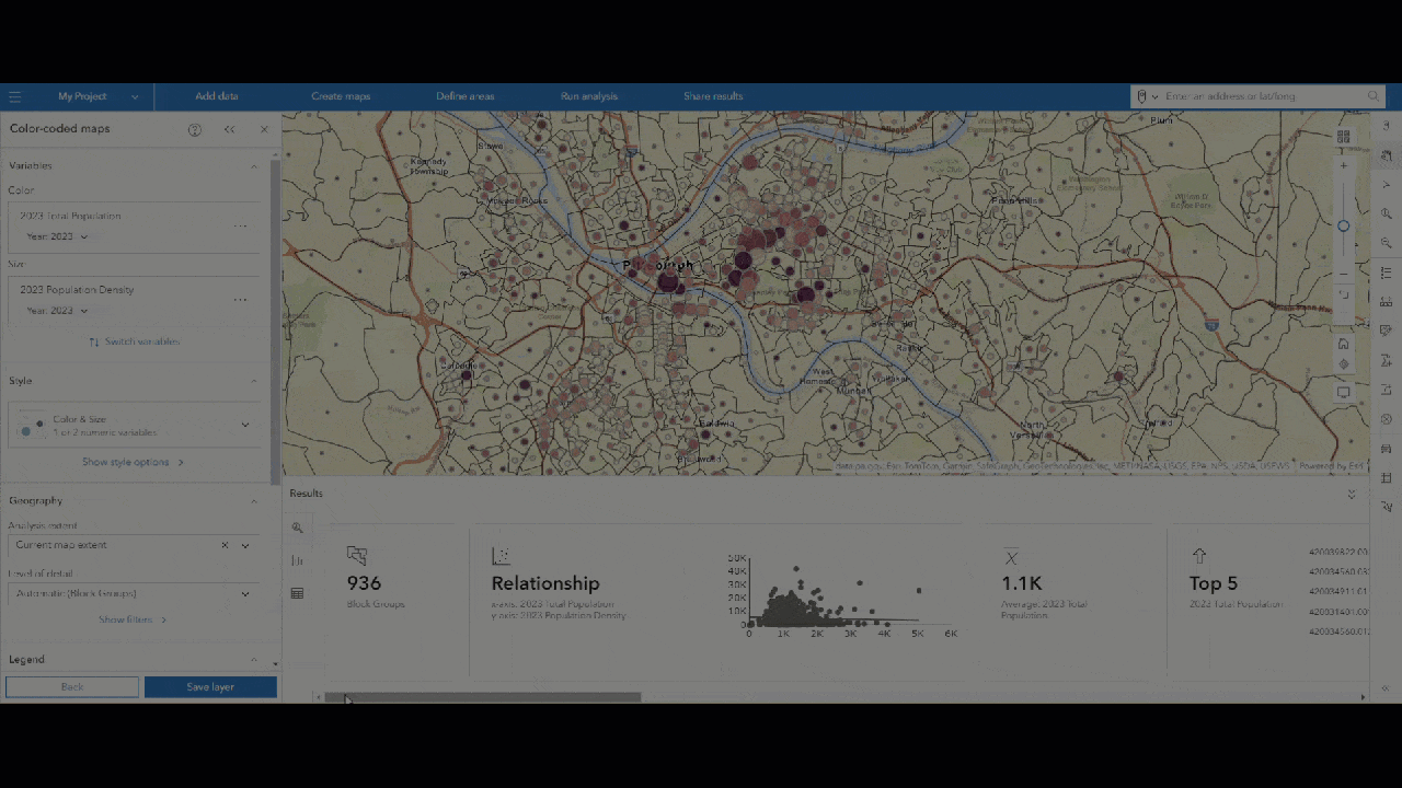 Animation showing results pane