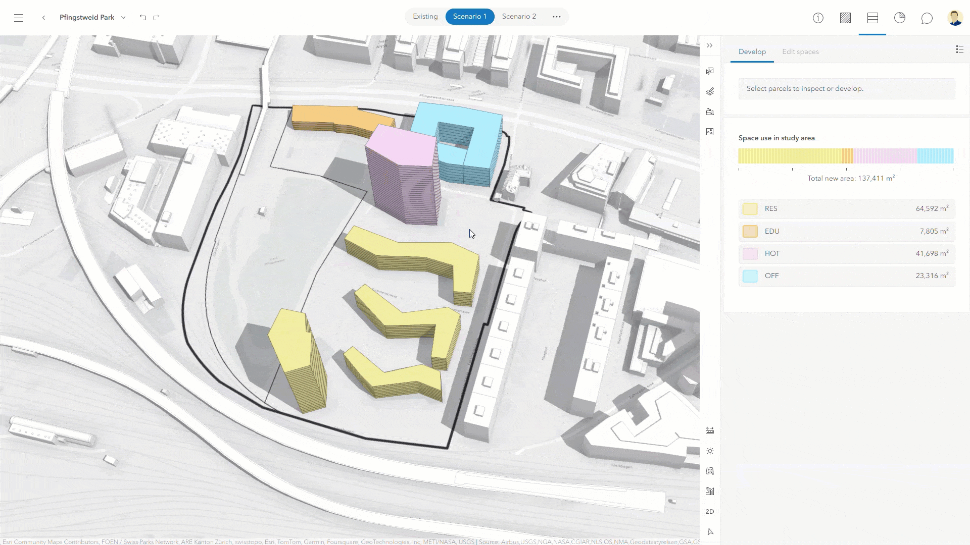 Assing the plaza space use type to the park's parcel.