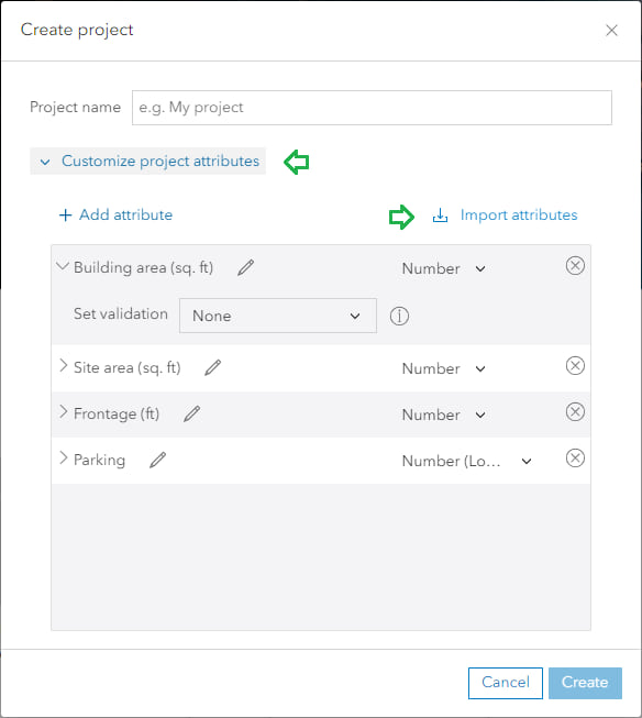 Create project window